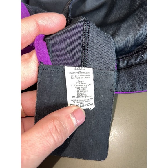 Lululemon Ta Ta Tamer II Tender Violet & Black 32DD Sports Bra - Picture 5 of 6